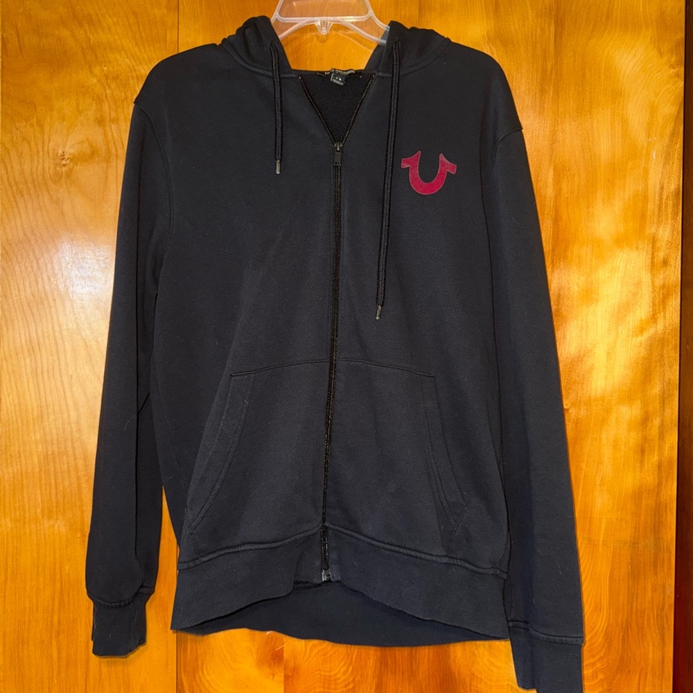 True Religion Black Zip-Up Hoodie